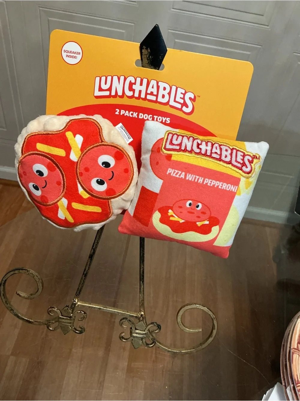 NEW Dog Toys Set of 2 with Squeaker Pepperoni Theme